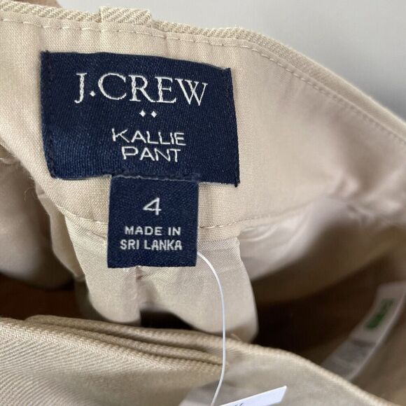 J.CREW Kallie Pants Women 4 Beige Linen Blend Straight Leg NEW Stretch BY761 - Picture 11 of 14